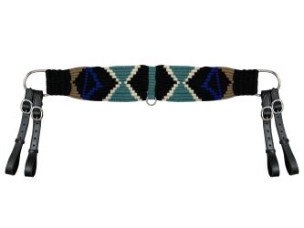 Showman Mohair Wool Multi-Strand Tripping Collar - Black&#47;Teal&#47;Blue