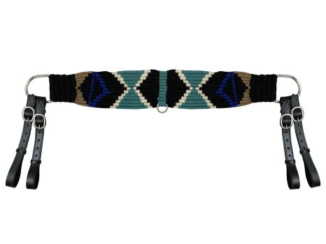 Showman Mohair Wool Multi-Strand Tripping Collar - Black/Teal/Blue