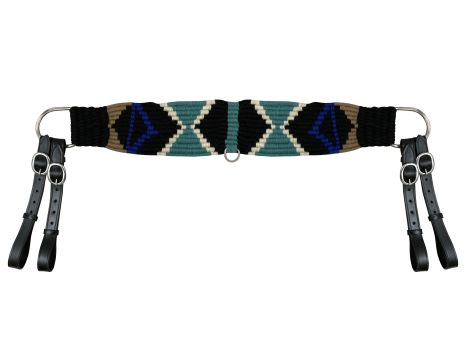 Showman Mohair Wool Multi-Strand Tripping Collar - Black/Teal/Blue