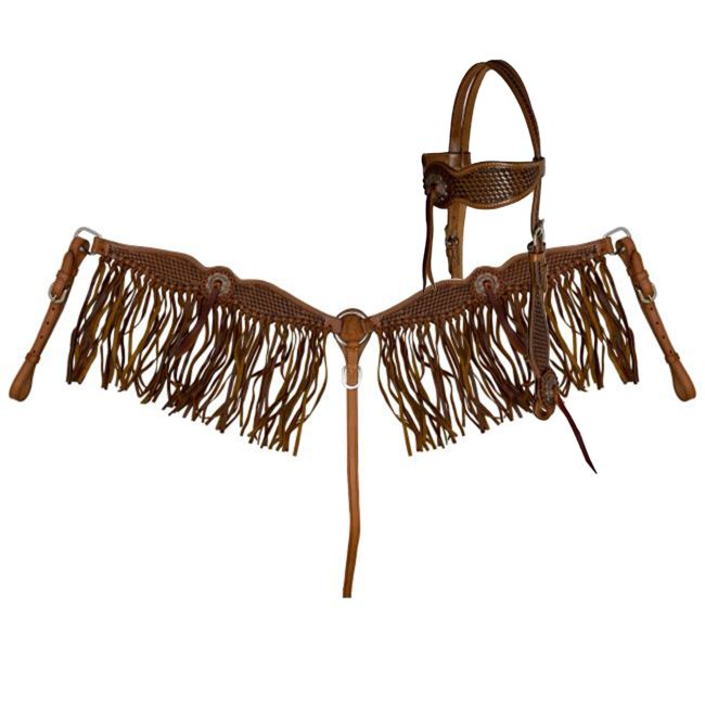 Showman Fringe & Weave Browband Headstall and Breastcollar Set