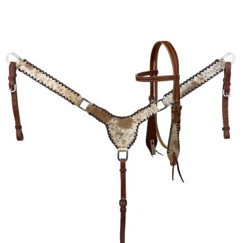 Showman Cattle Country Browband Cowhide Headstall and Breastcollar Set