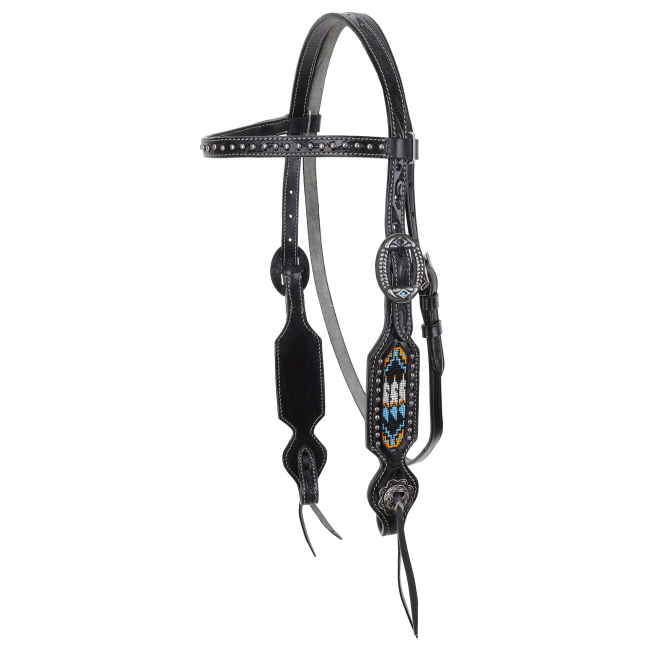 Showman Sacred Feather Beaded Browband Headstall and Breastcollar Set #2
