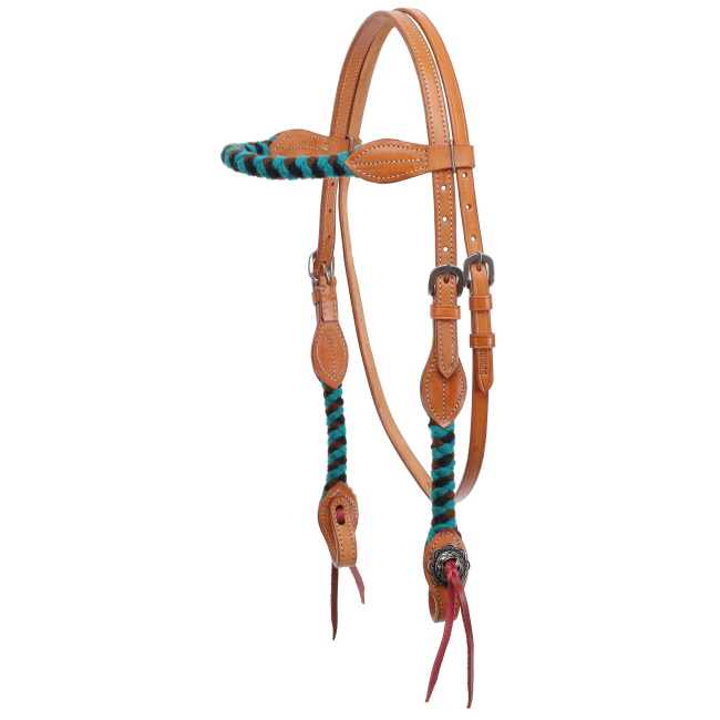 Showman Tealwood Mohair Browband Headstall and Breastcollar Set #2