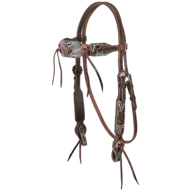 Showman Weathered Steer Twist Browband Headstall and Breastcollar Set #2