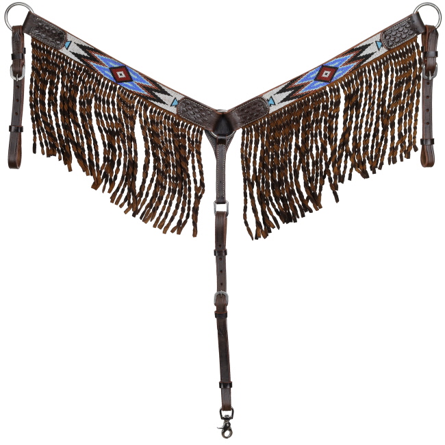 Showman Lakota Sky Beaded Browband Headstall and Breastcollar Set #3