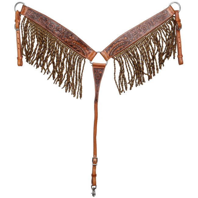 Showman Brandin’ Pen Browband Headstall and Breastcollar Set with Fringe #3