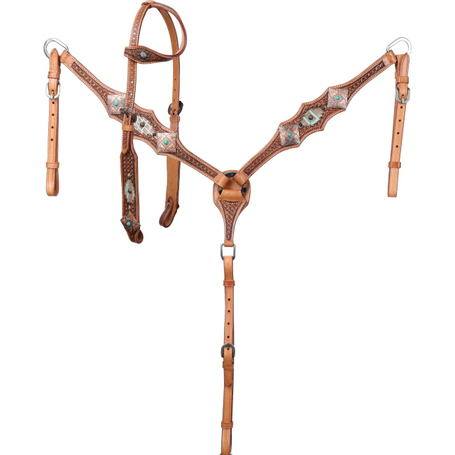 Showman Outlaw Oasis One Ear Headstall and Breastcollar Set