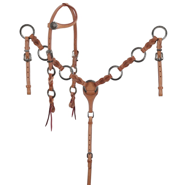 Showman Twisted Ring One Ear Headstall and Breastcollar Set