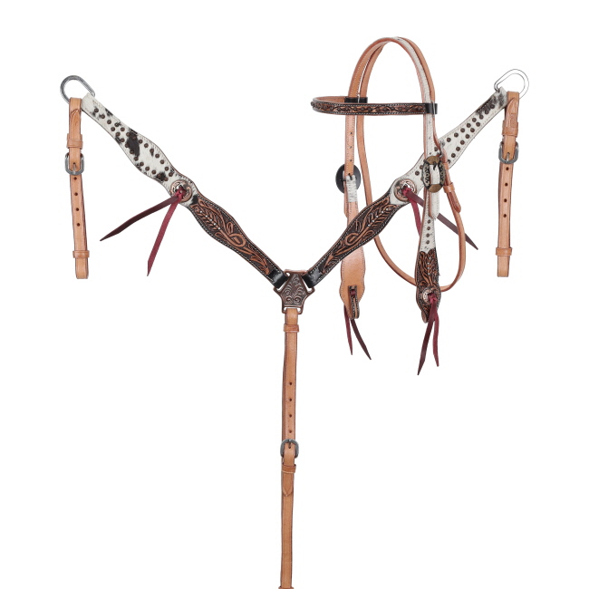 Showman Autumn Hide Browband Headstall and Breastcollar Set