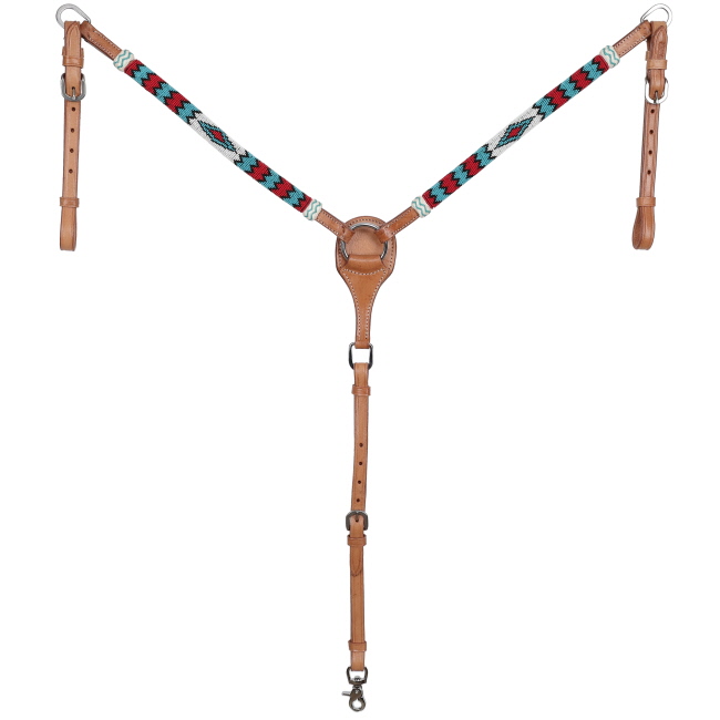 Showman Red Rock Beaded One Ear Headstall and Breastcollar Set #3