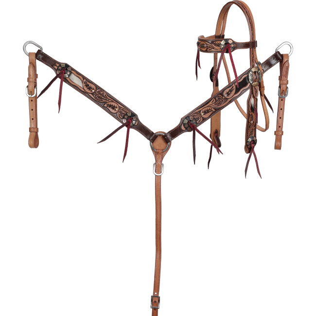 Showman Cowhide Canopy Browband Headstall and Breastcollar Set