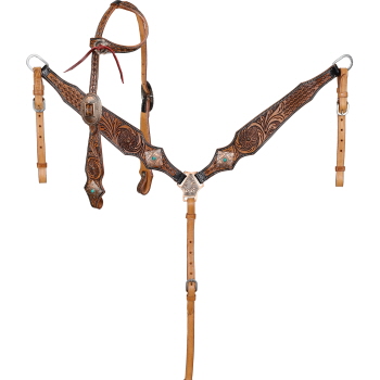 Showman Western Regal One Ear Headstall and Breastcollar Set