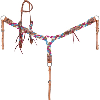 Showman Sage Skies Mohair One Ear Headstall and Breastcollar Set