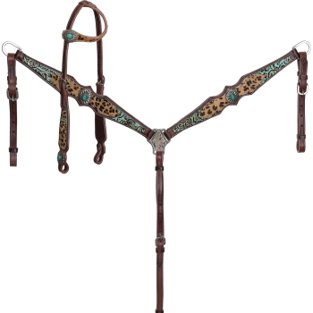 Showman Leopard Luxe One Ear Headstall and Breastcollar Set