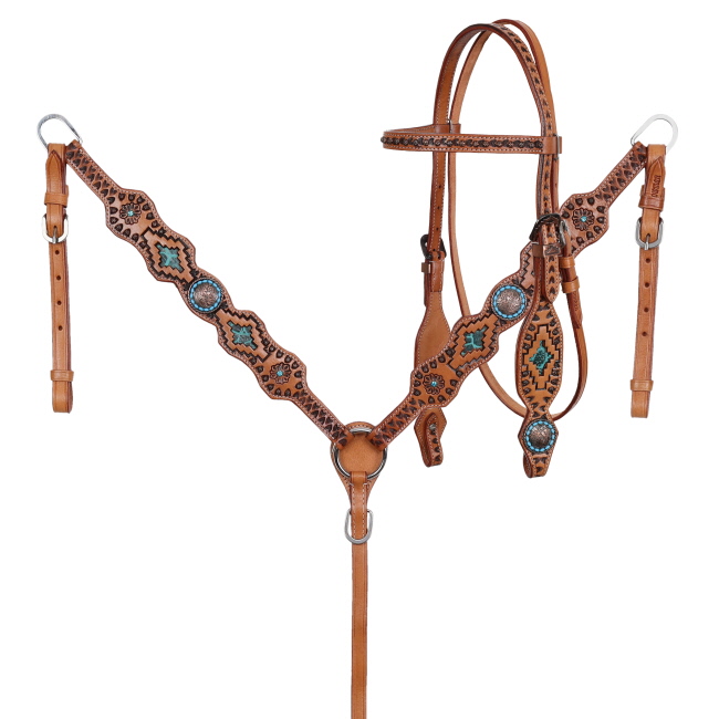 Showman Desert Croc Browband Headstall and Breastcollar Set