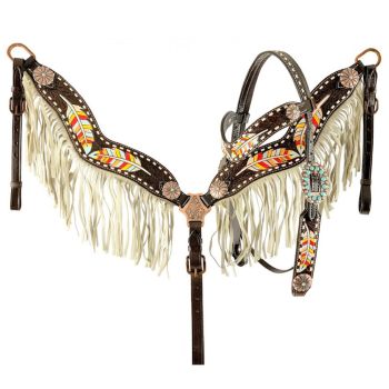 Showman Feathered Heritage Browband Headstall and Breastcollar Set