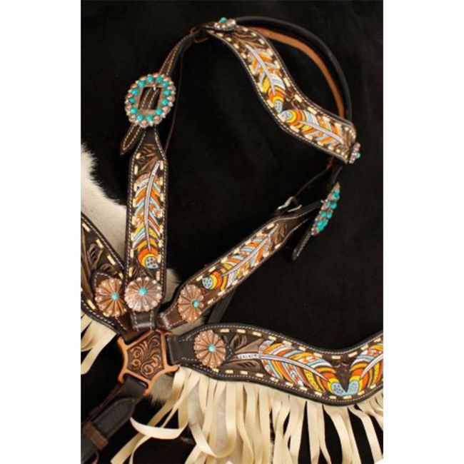 Showman Feathered Heritage Browband Headstall and Breastcollar Set #2