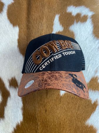 Embroidered Cowboy Certified Tough Ballcap with Bucking Horse decal #6