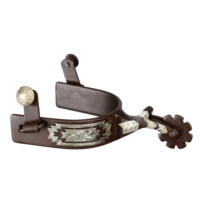 Showman Antique Brown Spur with Engraved German Silver Inlay