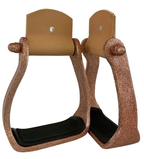 Showman Rose Gold Glitter Epoxy aluminum stirrups