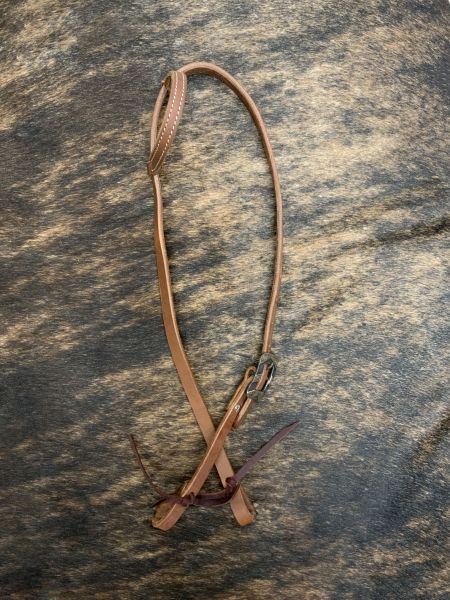 Showman Argentina Cow Leather One Ear Headstall with Silver Engraved Overlayed Buckle #3