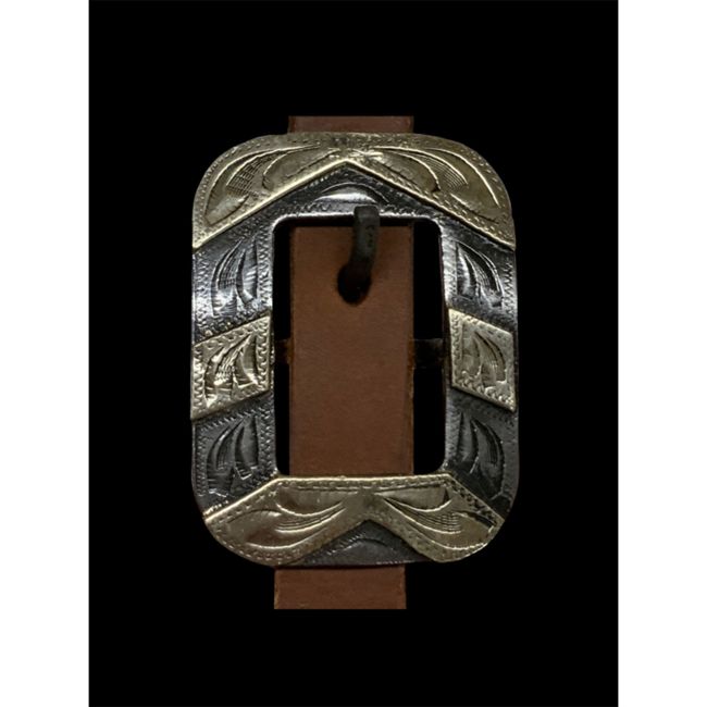 Showman Argentina Cow Leather One Ear Headstall with Silver Engraved Overlayed Buckle #2