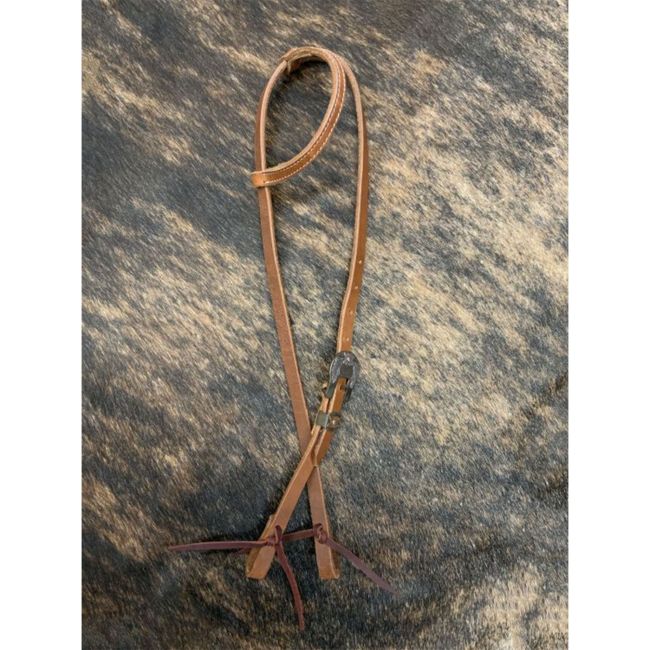 Showman Argentina Cow Leather One Ear Headstall with Silver Floral Overlayed Buckle #3