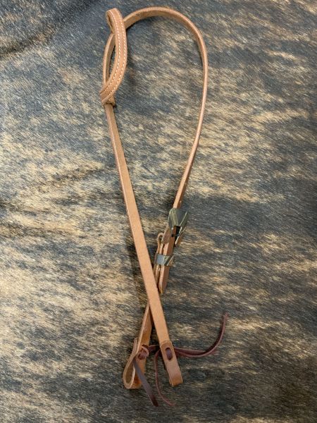 Showman Argentina Cow Leather One Ear Headstall with Silver and Copper Overlays #3