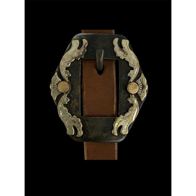 Showman Argentina Cow Leather One Ear Headstall with Silver and Copper Engraved Overlayed Buckle #2