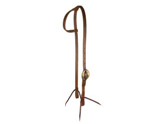 Showman Argentina Cow Leather One Ear Headstall With Round Copper Overlayed Buckle