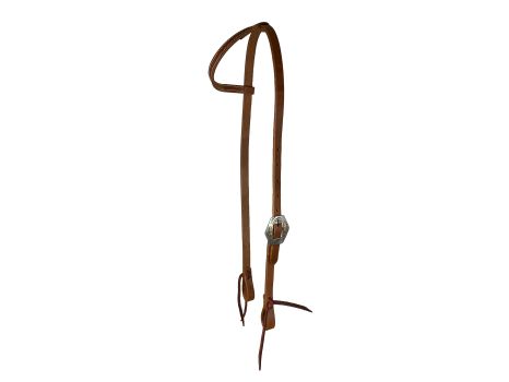 New! WX8043 - One ear headstall with painted feather design, Argentina Cow leather. REINS NOT INCLUDED main image 1