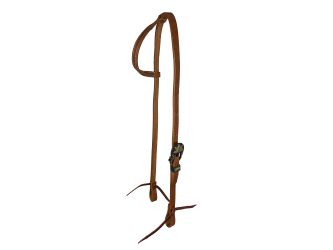 Showman Argentina Cow Leather One Ear Headstall With Gold and Copper Engraved Overlayed Buckle