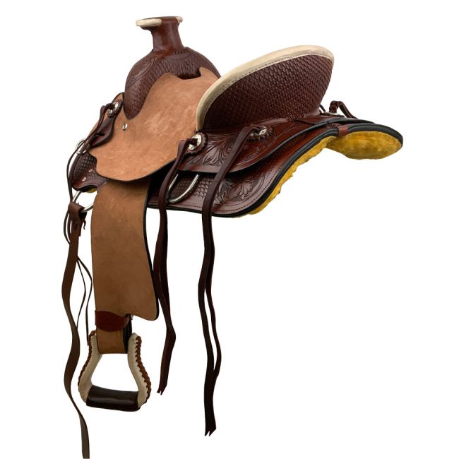 13" Wade Style Economy Roping Saddle with floral tooling #3