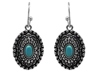 Western Navajo Style Concho Turquoise Dangle Earrings
