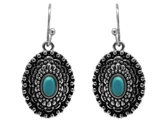 Western Navajo Style Concho Turquoise Dangle Earrings