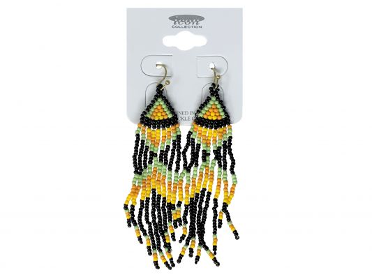 A set of large teardrop shaped beaded earrings