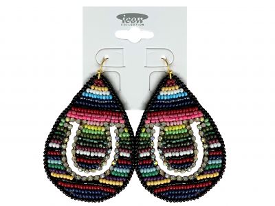 Teardrop shaped beaded Horseshoe cutout Earring