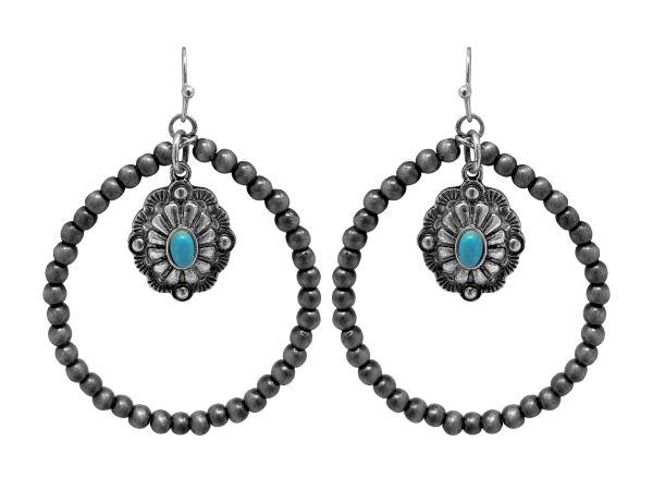 Western Silver Tone Najova Beaded Hoop Earrings