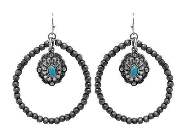 Western Silver Tone Najova Beaded Hoop Earrings