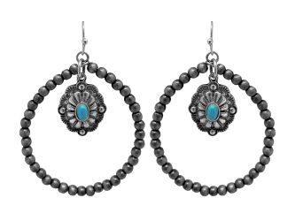 Western Silver Tone Najova Beaded Hoop Earrings