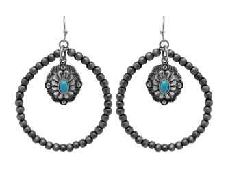 Western Silver Tone Najova Beaded Hoop Earrings