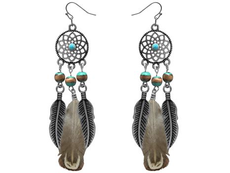 Dream catcher earring with feathers