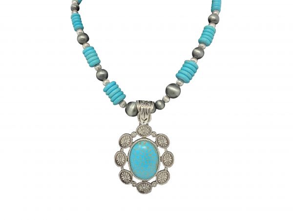 Turquoise beaded earring and necklace set #2