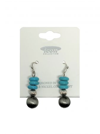 Turquoise beaded earring and necklace set #3
