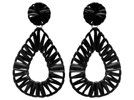 ATTITUDE Black Woven Teardrop Shaped Earrings