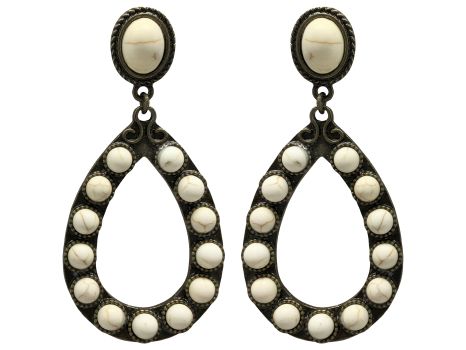 ATTITUDE White Gem Teardrop Shaped Earrings