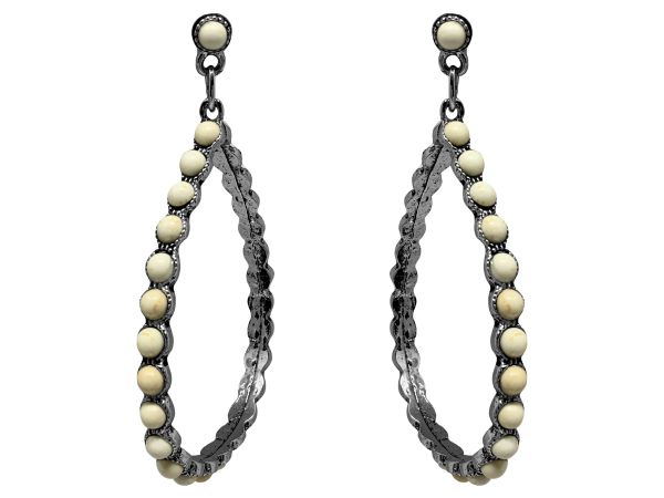 ATTITUDE Teardrop shaped Earrings with white stone accents