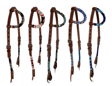 Beaded one ear medium oil headstall