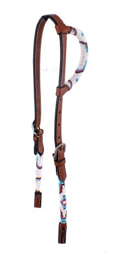 Showman Navajo Beaded one ear Argentina Cow Leather headstall