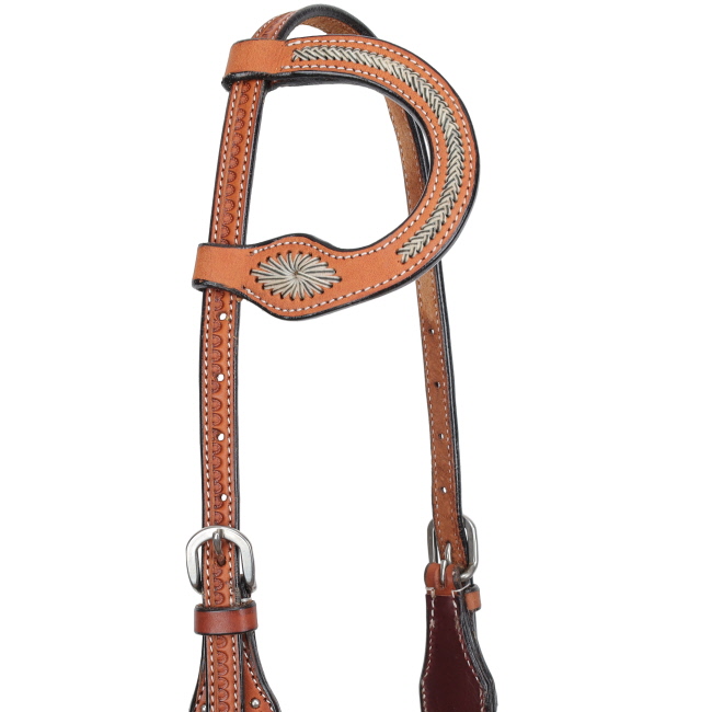 Showman Trail Weave Argentina Cow Leather One Ear Headstall #2